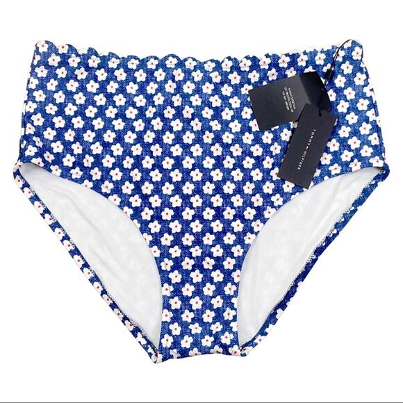 Tommy Hilfiger Floral Scalloped High-Waist Swimsuit Bottoms NWT - Picture 4 of 11